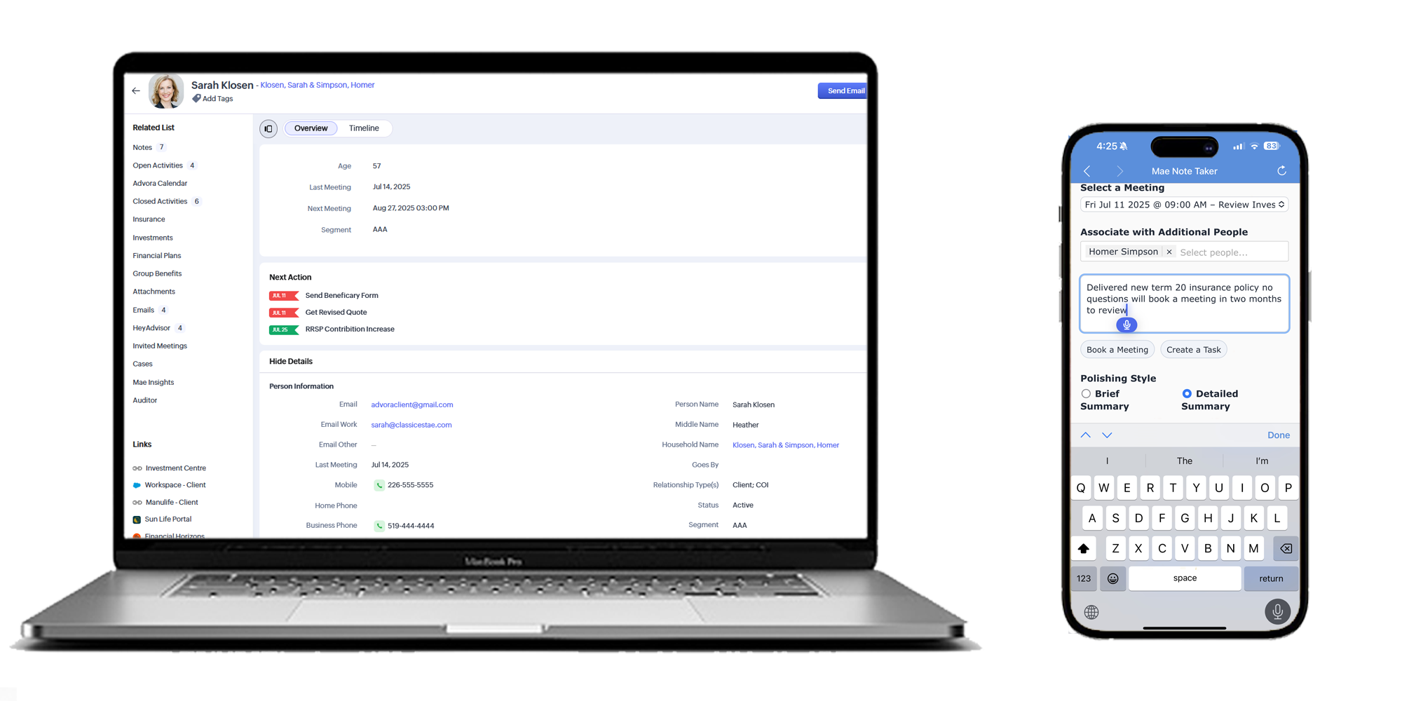 Advora on laptop and phone